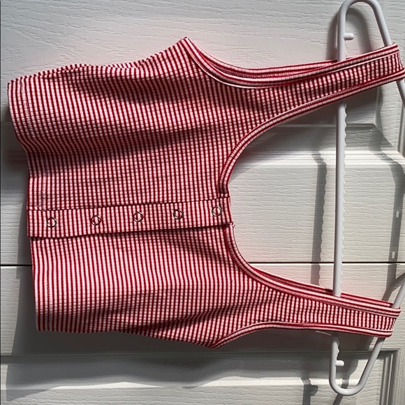 Red and white striped tight tank top - Picture 1 of 3